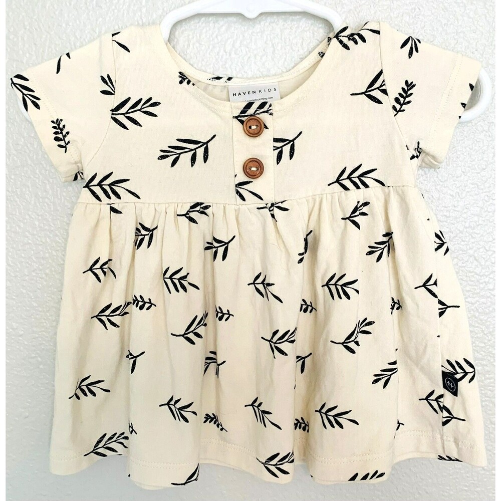 Haven Kids Short Sleeve Dress Black and Cream Sz 0-6mos HTF